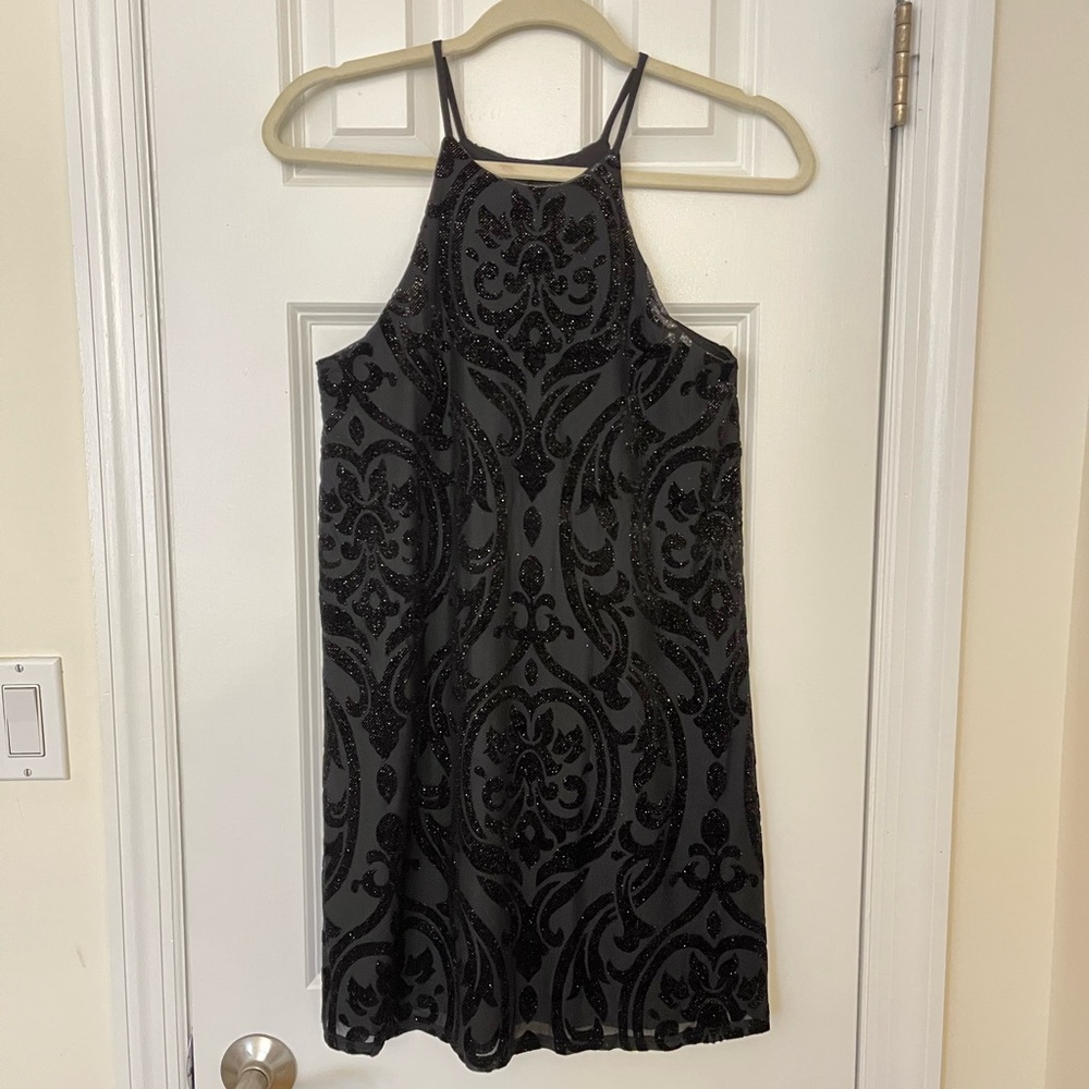AQUA Black Sparkly Mini Dress XS